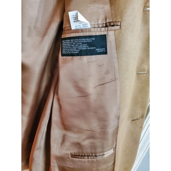 VTG Stafford Jacket Mens 44R Fawn Brown Ultra Suede Blazer 3 Button Sport Coat - Picture 5 of 11